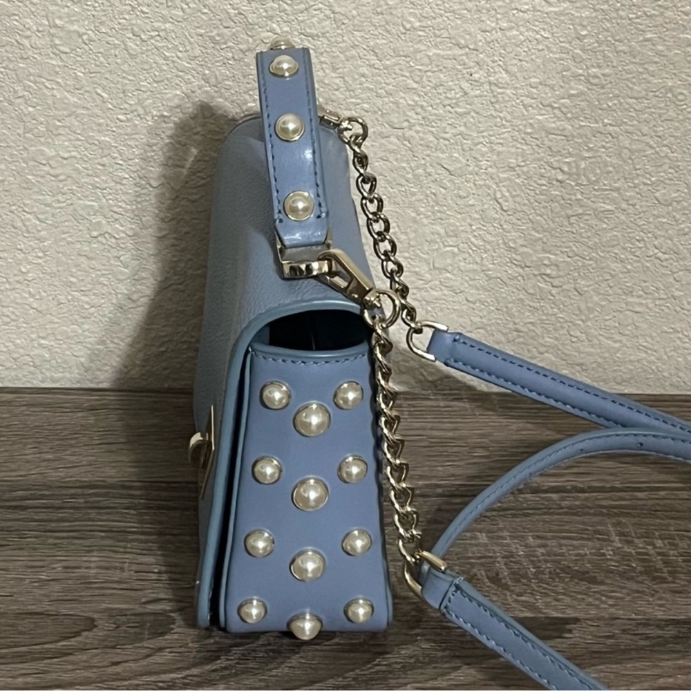 Kate Spade Elegant Pearl-Stud Light Blue Top-Handle Women's Bag EUC - Picture 13 of 15
